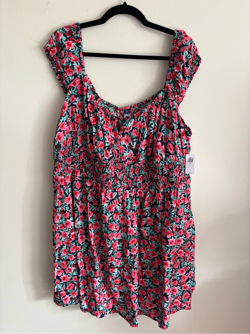 Floral Square-Neck Women’s Dress in Pink and Green